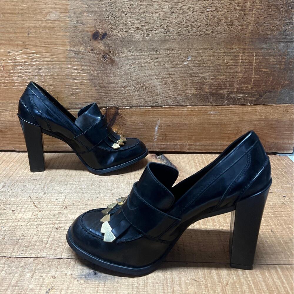 LUXURY REBEL Women's High Healed Gold-tipped Kiltie Penny Loafer Pump. 37EU/US 6 - Picture 4 of 8